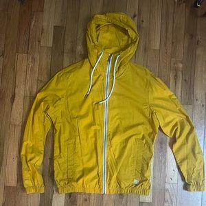 Unisex Denim and Flowers Yellow Zip Up Rain/Wind Jacket size small